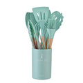 12-Piece Silicone Kitchen Utensil Set with Wood Handles