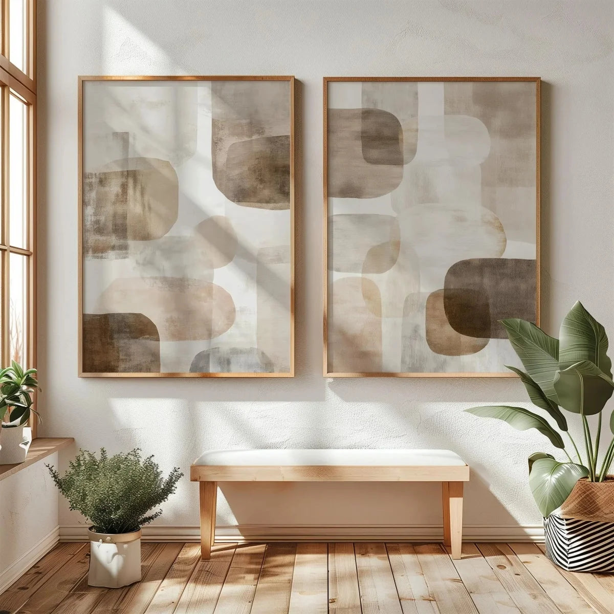 Japanese Wabi Sabi Mountains Abstract Canvas Print Set of 2