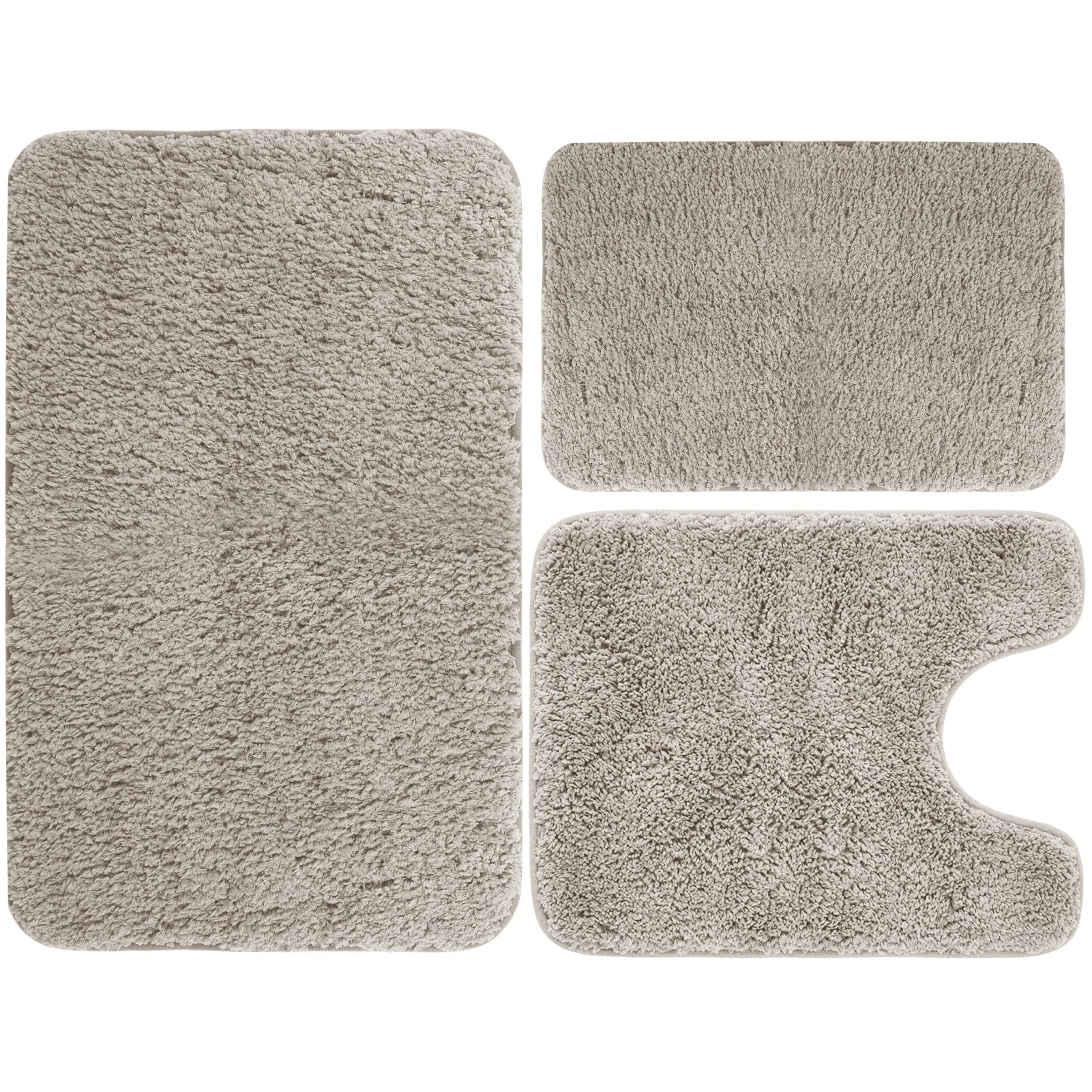 Velvet Memory Foam Bath Rug Set of 3 Non-Slip Machine Washable