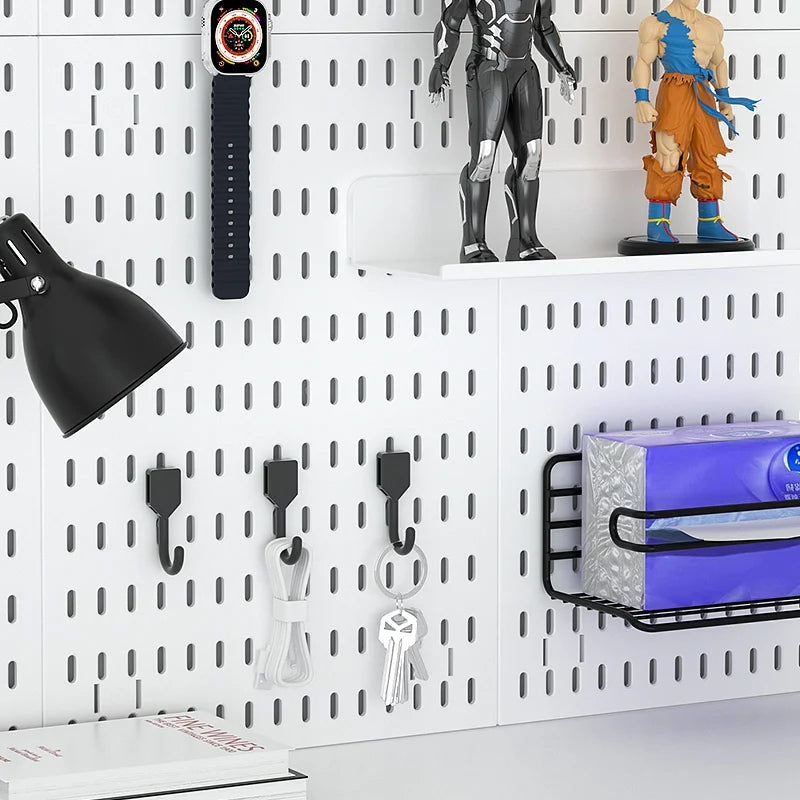 Modular Pegboard Wall Organizer Kit with No-Drill Installation