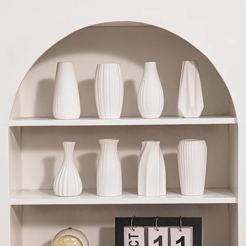 White Ceramic Bud Vase Nordic Minimalist Home Decor
