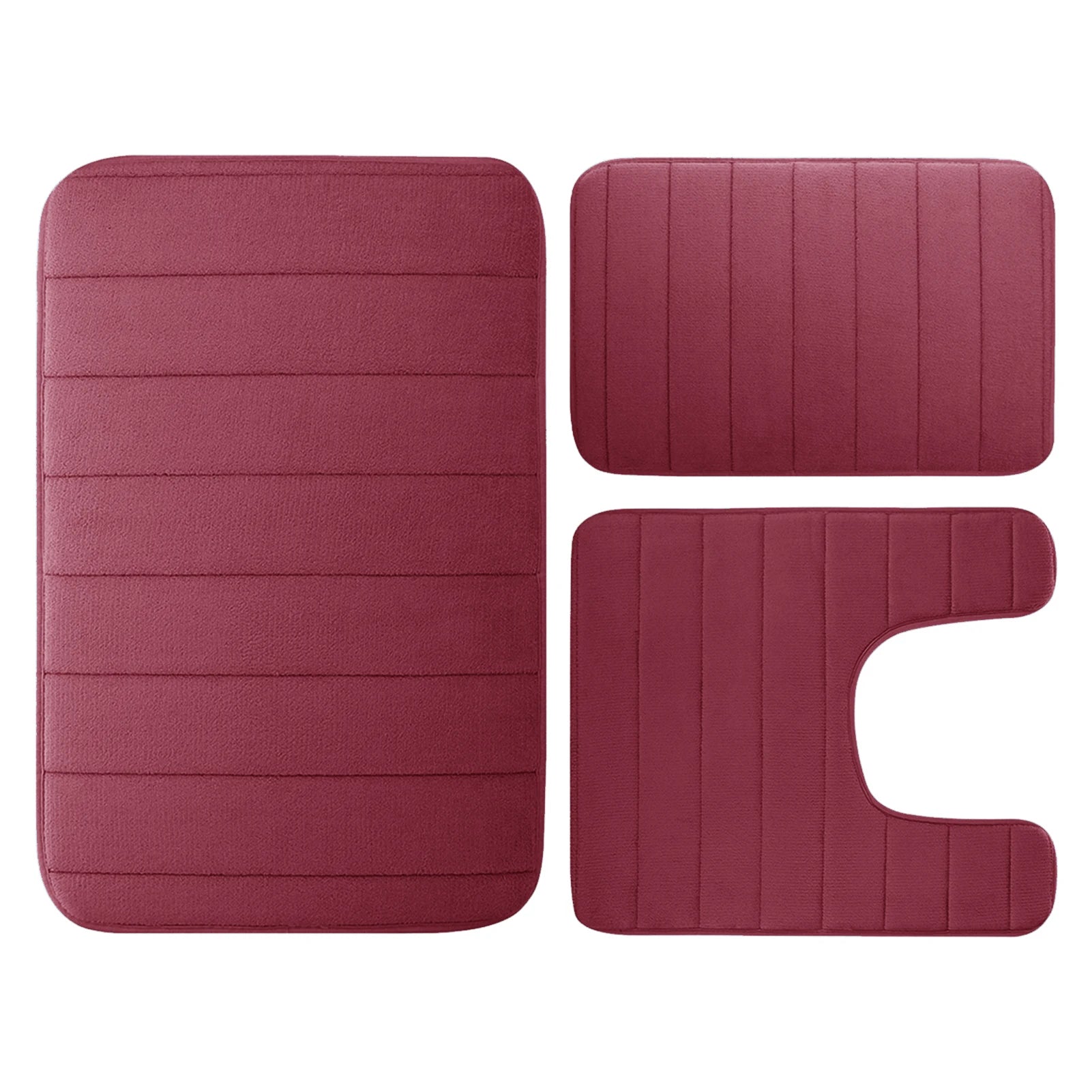 Velvet Memory Foam Bath Rug Set of 3 Non-Slip Machine Washable