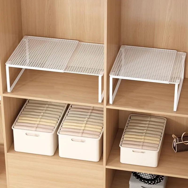 Stackable Expandable Closet Shelf Divider – Adjustable Steel Wardrobe Organizer