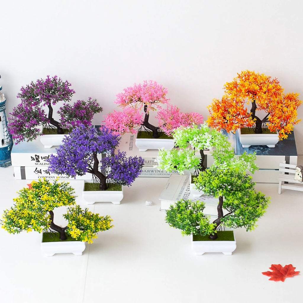Artificial Bonsai Tree Small Potted Fake Plant for Home & Desk Decor