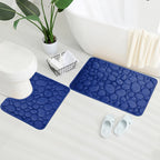 Embroidered Velvet Bath Mat Set 2-Piece with U-Shape Toilet Rug