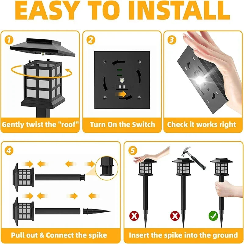 Solar Pathway Lights Outdoor Waterproof Walkway Set (2/4/6/8 Pack)