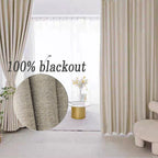 Asazal Linen Look Blackout Curtains Living Room Bedroom Full Shading Drapes