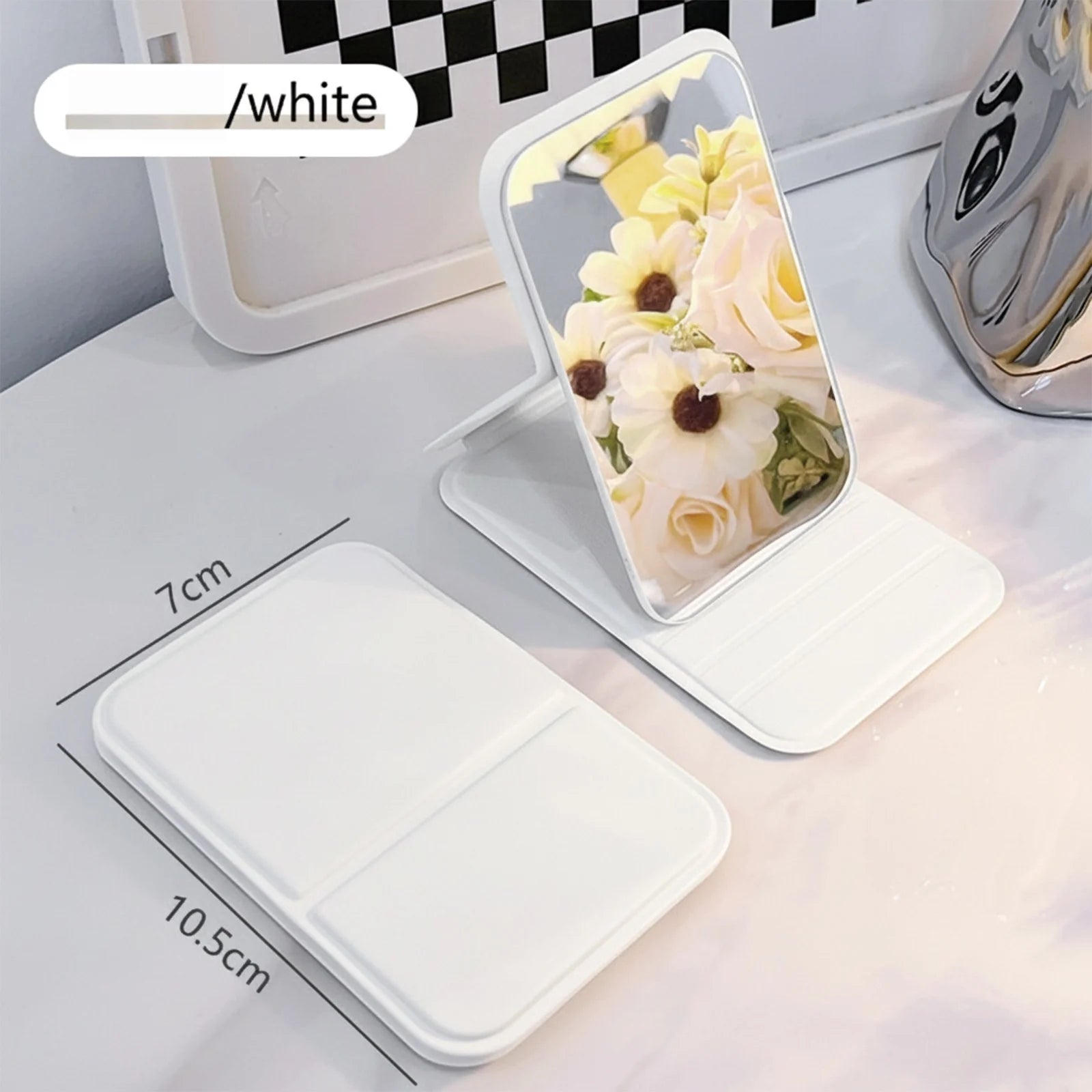 Makeup Mirror Portable Folding Compact Desktop Stand Mini Travel Mirror HD