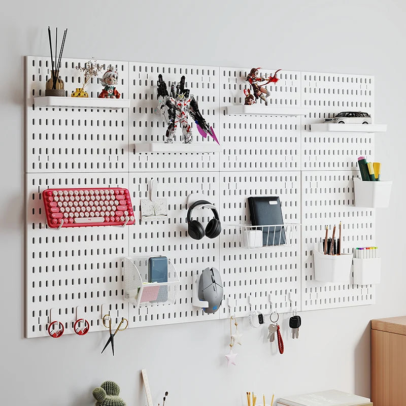 Modular Pegboard Wall Organizer Kit with No-Drill Installation