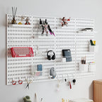 Modular Pegboard Wall Organizer Kit with No-Drill Installation