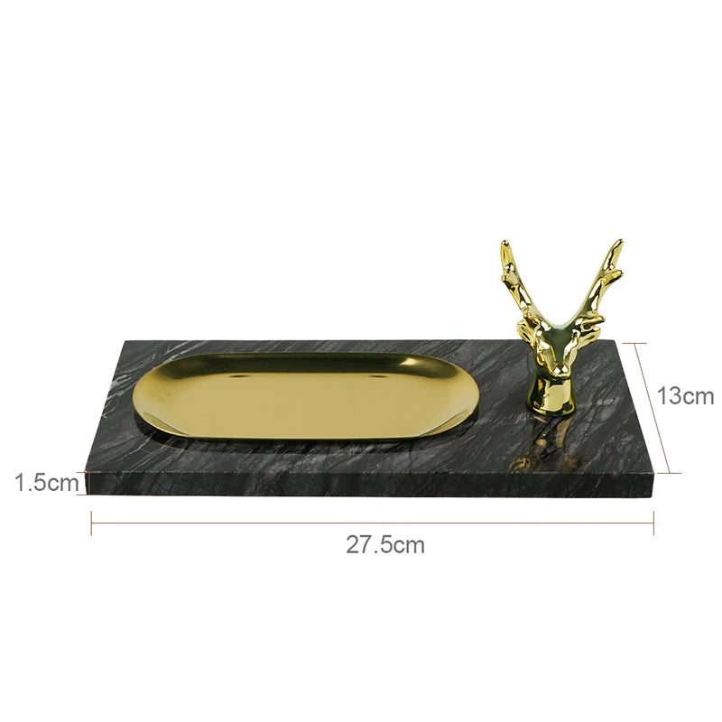 Black Marble Bathroom Accessories Set – Toothbrush Holder, Soap Dispenser & Dish Tray