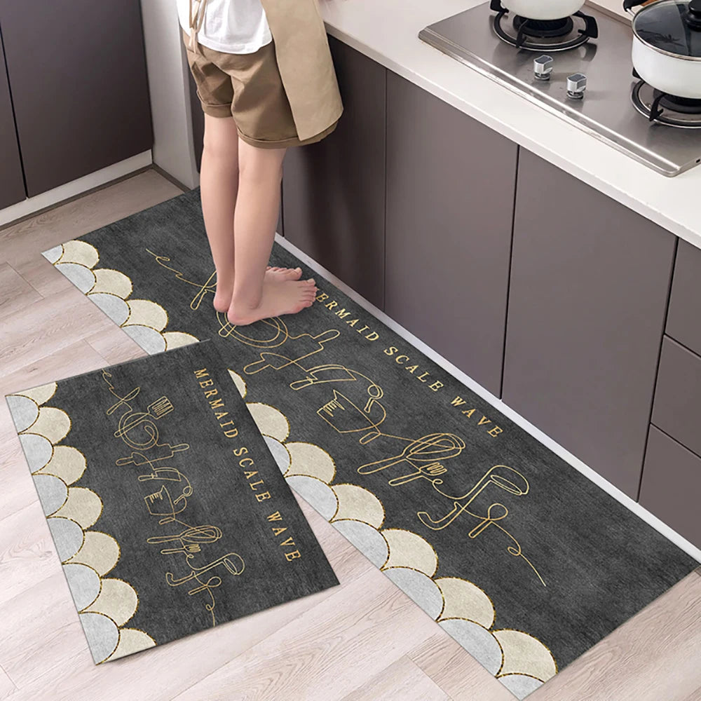 Crystal Velvet Non-Slip Kitchen Runner Rug – Absorbent & Soft