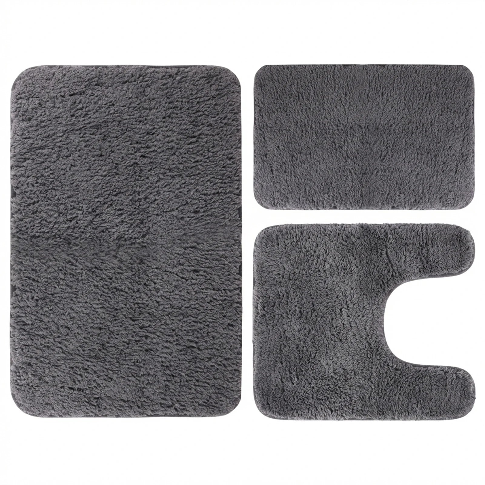 Velvet Memory Foam Bath Rug Set of 3 Non-Slip Machine Washable