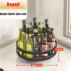360° Rotating Spice Rack Organizer – Multi-Tier Carbon Steel