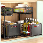 2-Tier Pull-Out Cabinet Organizer with Adjustable Slide-Out Drawers