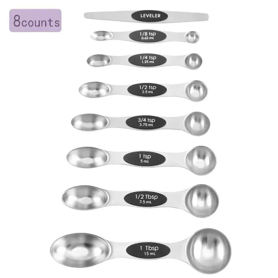 Magnetic Measuring Spoons Set – Dual-Sided Stainless Steel