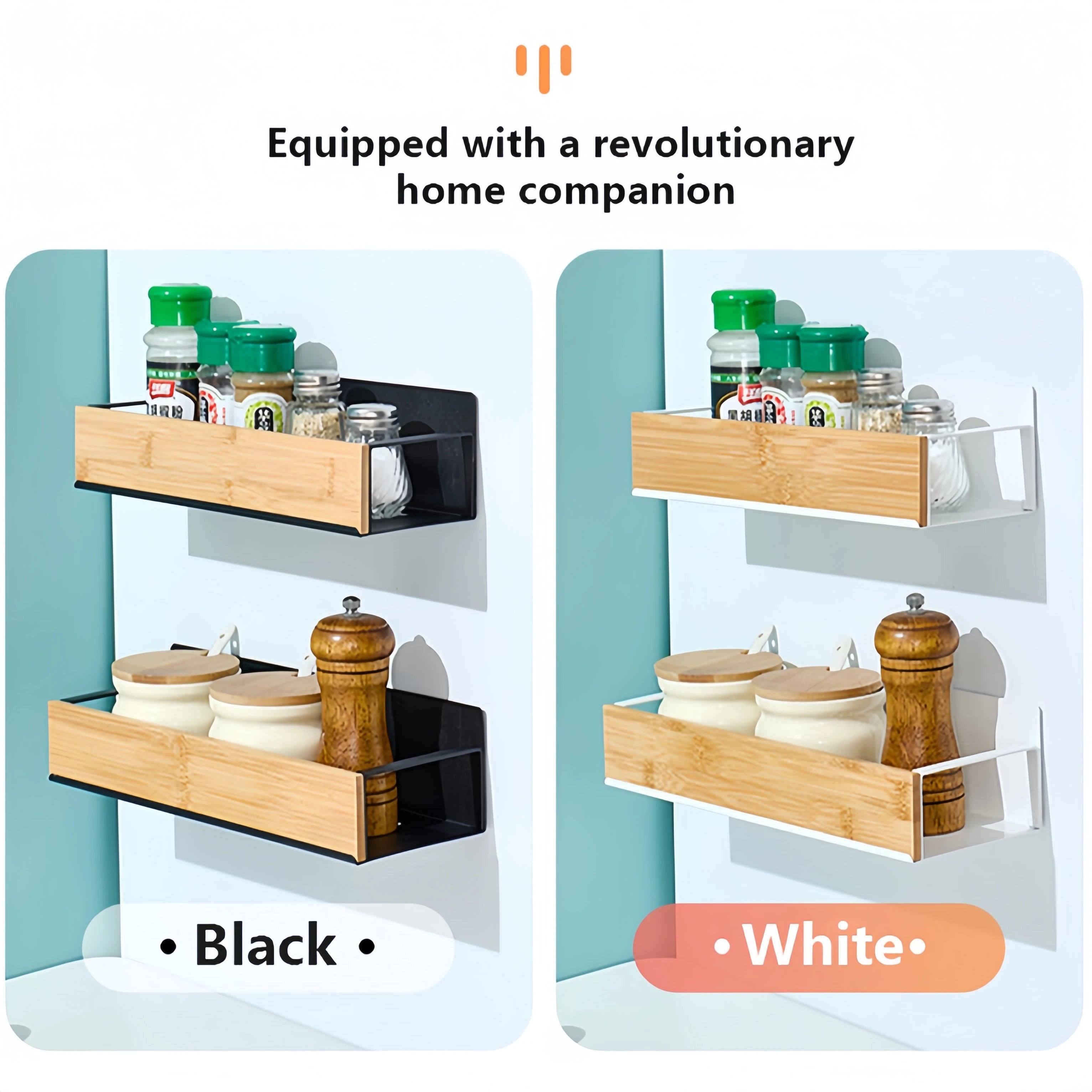 Magnetic Fridge Side Spice Rack – Black Iron Wall Mount