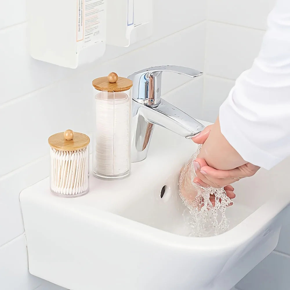 3-Piece Bathroom Organizer Set | Cotton Swab, Cotton Ball & Floss Dispenser
