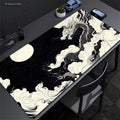 XXL Dragon Anime Gaming Desk Mat | Black & White Non-Slip Mouse Pad