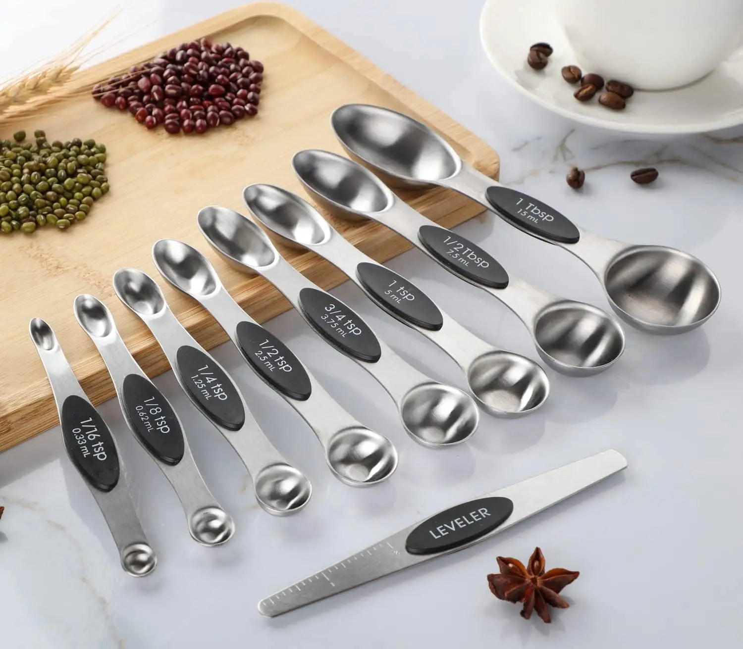 Magnetic Measuring Spoons Set – Dual-Sided Stainless Steel