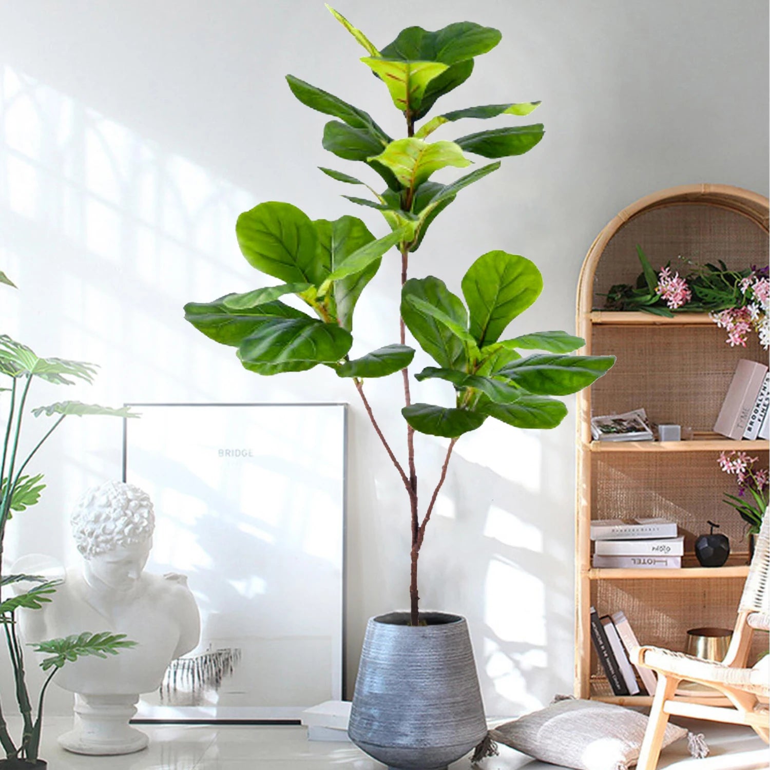 Artificial Fiddle Leaf Fig Tree Indoor Outdoor 77-135cm