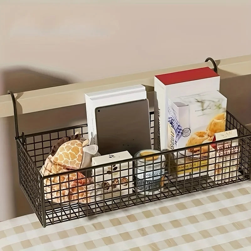 Iron Hanging Storage Basket – Bed Frame, Door & Under-Bed Organizer