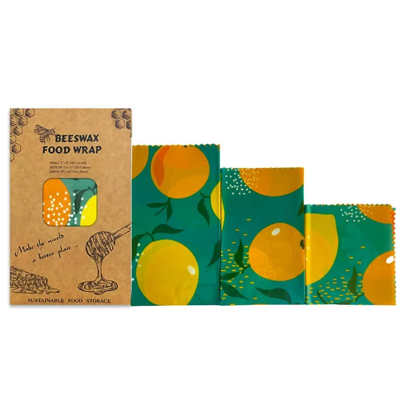 Reusable Beeswax Food Wraps – Organic Set of 3 Sizes