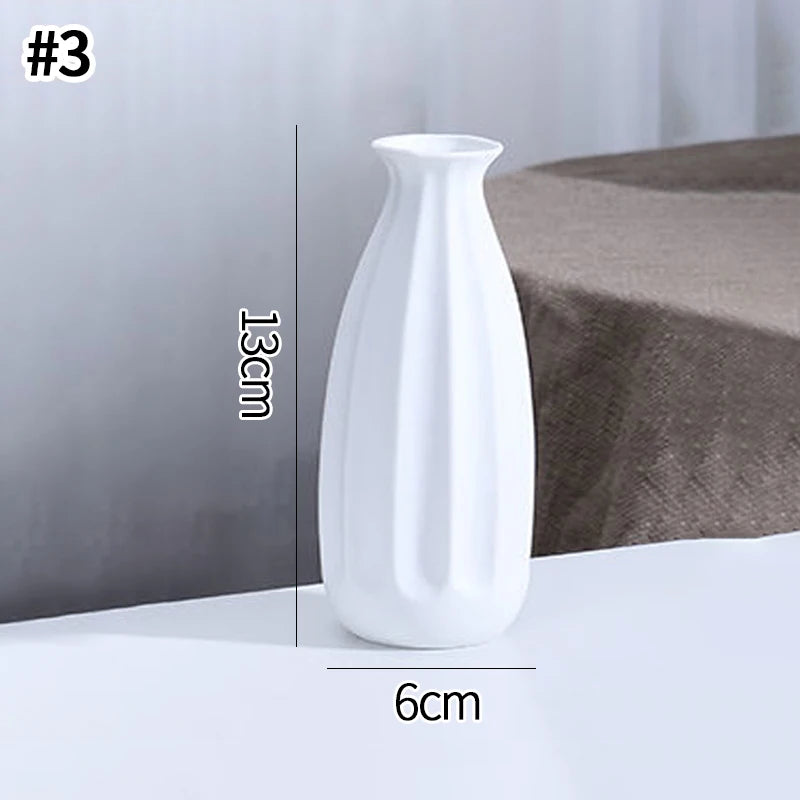 White Ceramic Bud Vase Nordic Minimalist Home Decor
