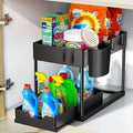 2-Tier Under Sink Organizer with Sliding Baskets and Hooks