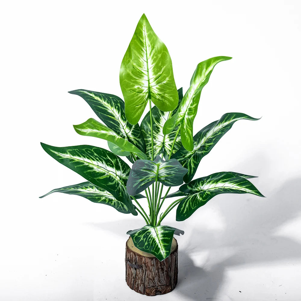 Artificial Monstera Plant with Tropical Faux Palm Leaves 43cm