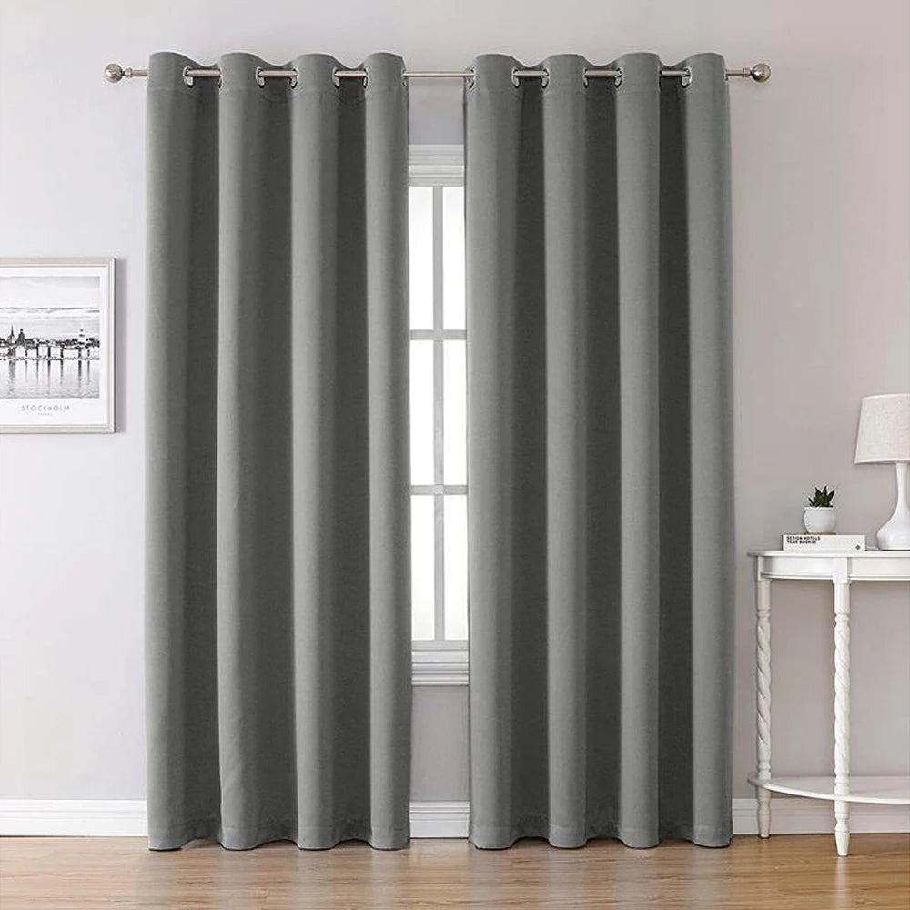 Blackout Thermal Insulated Curtains with Inner Lining, Noise Reduction Drapes for Bedroom & Balcony