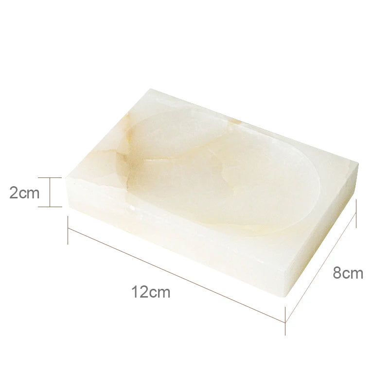 White Onyx Marble Bathroom Accessories Set with Soap Dispenser & Tray