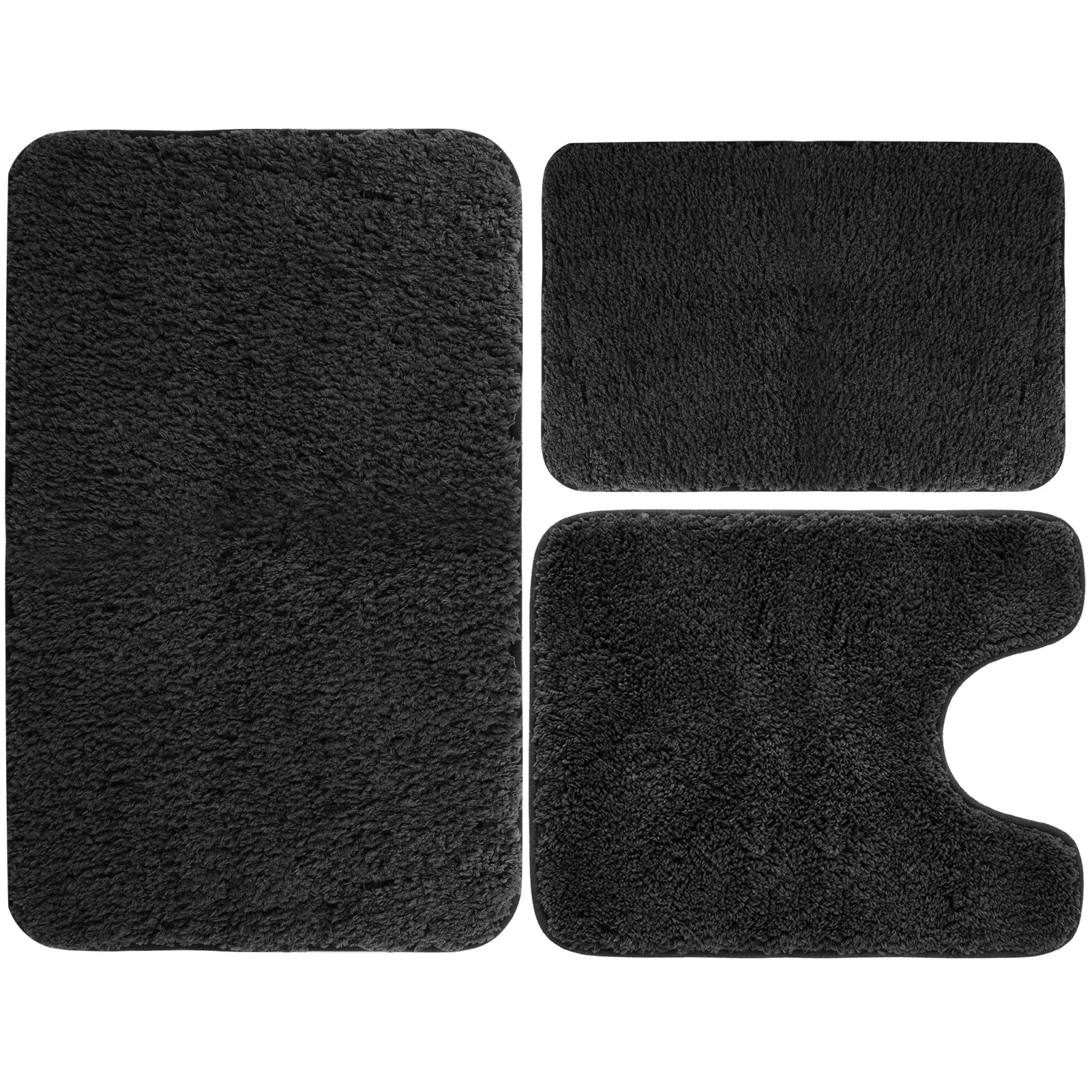 Velvet Memory Foam Bath Rug Set of 3 Non-Slip Machine Washable
