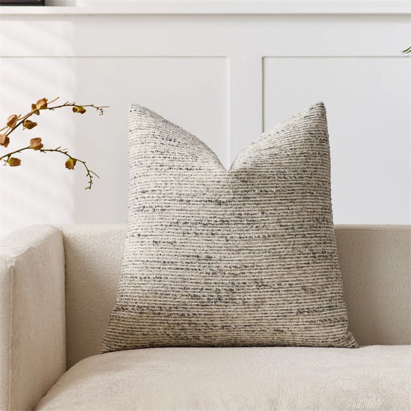 Chenille Striped Throw Pillow Covers for Sofa, Couch & Bed