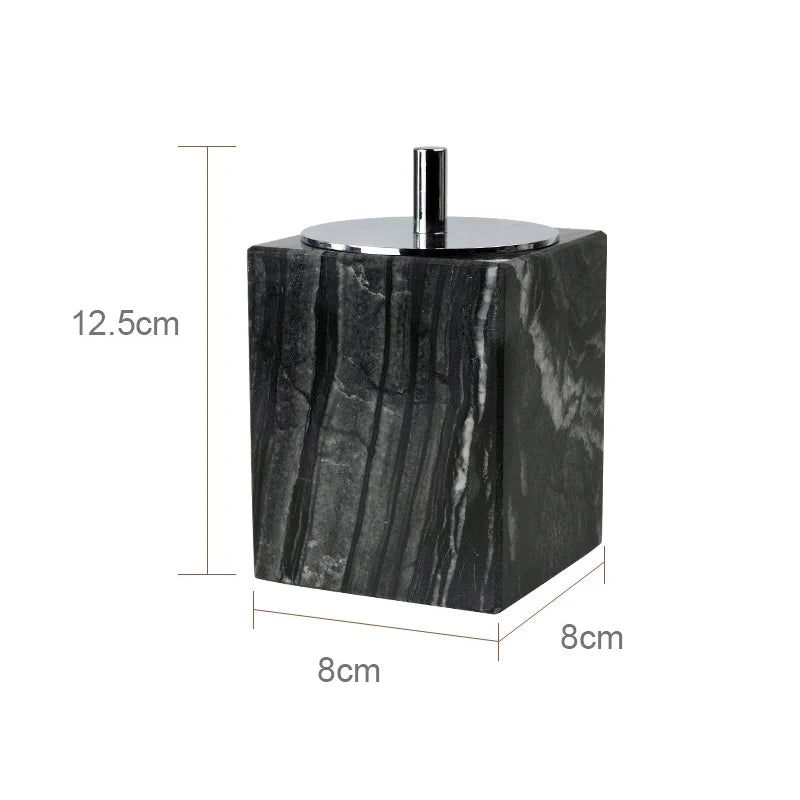 Black Marble Bathroom Accessories Set – Toothbrush Holder, Soap Dispenser & Dish Tray