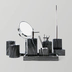 Black Marble Bathroom Accessories Set – Toothbrush Holder, Soap Dispenser & Dish Tray