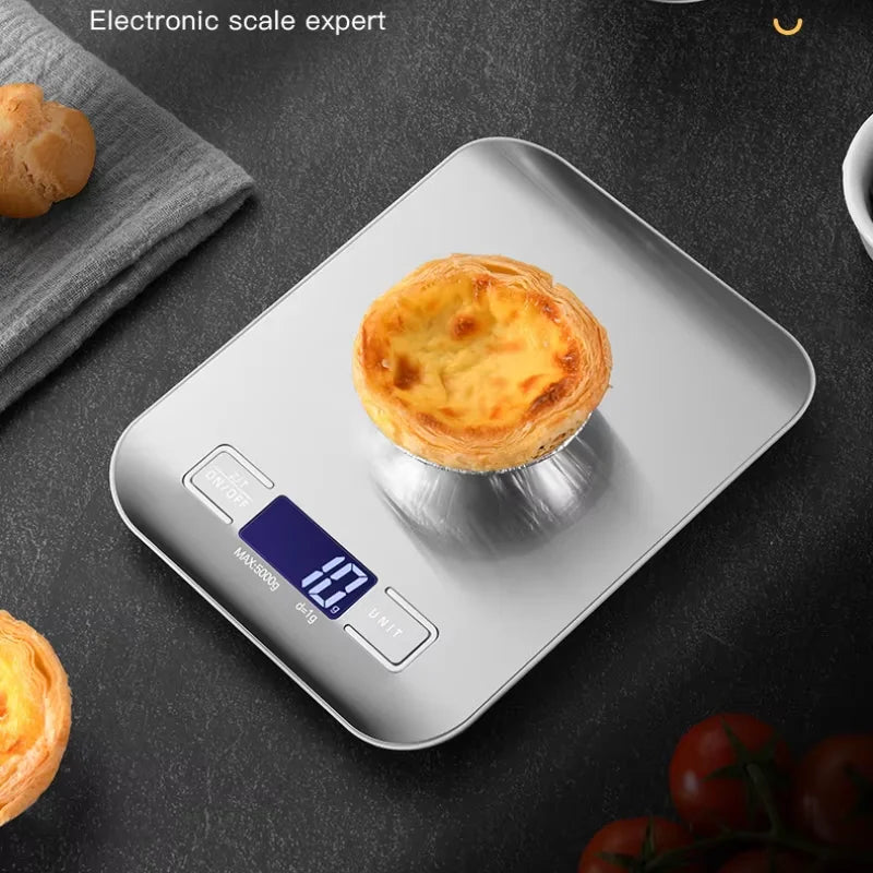 Digital Kitchen Scale 5kg – LCD Display & Stainless Steel Platform