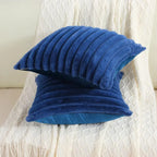 Faux Rabbit Fur Throw Pillow Cover 24x24 Striped Soft Sofa Cushion