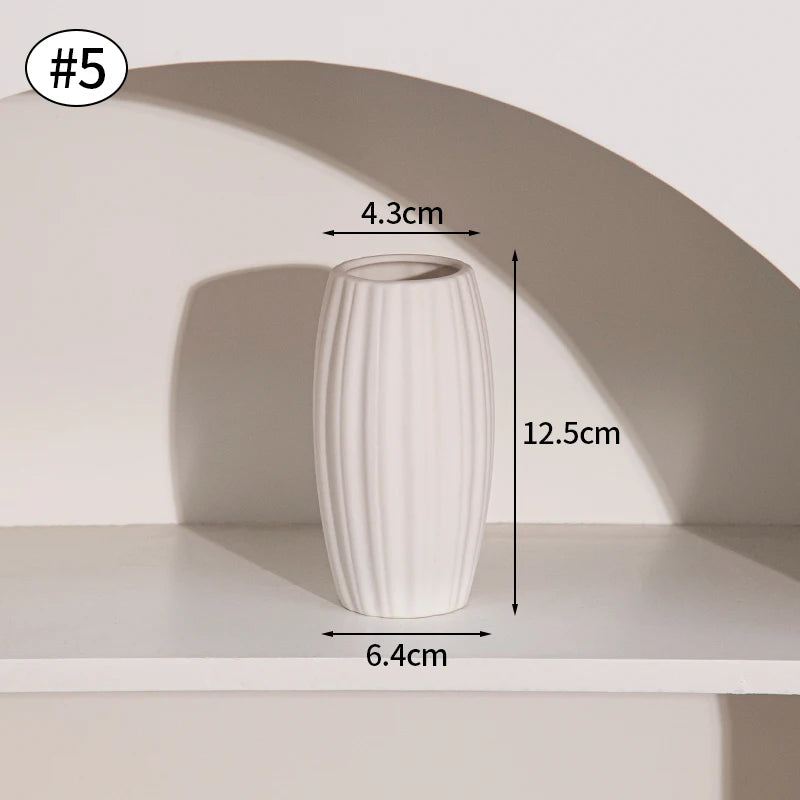 White Nordic Ceramic Vase for Dried Flowers and Home Decor