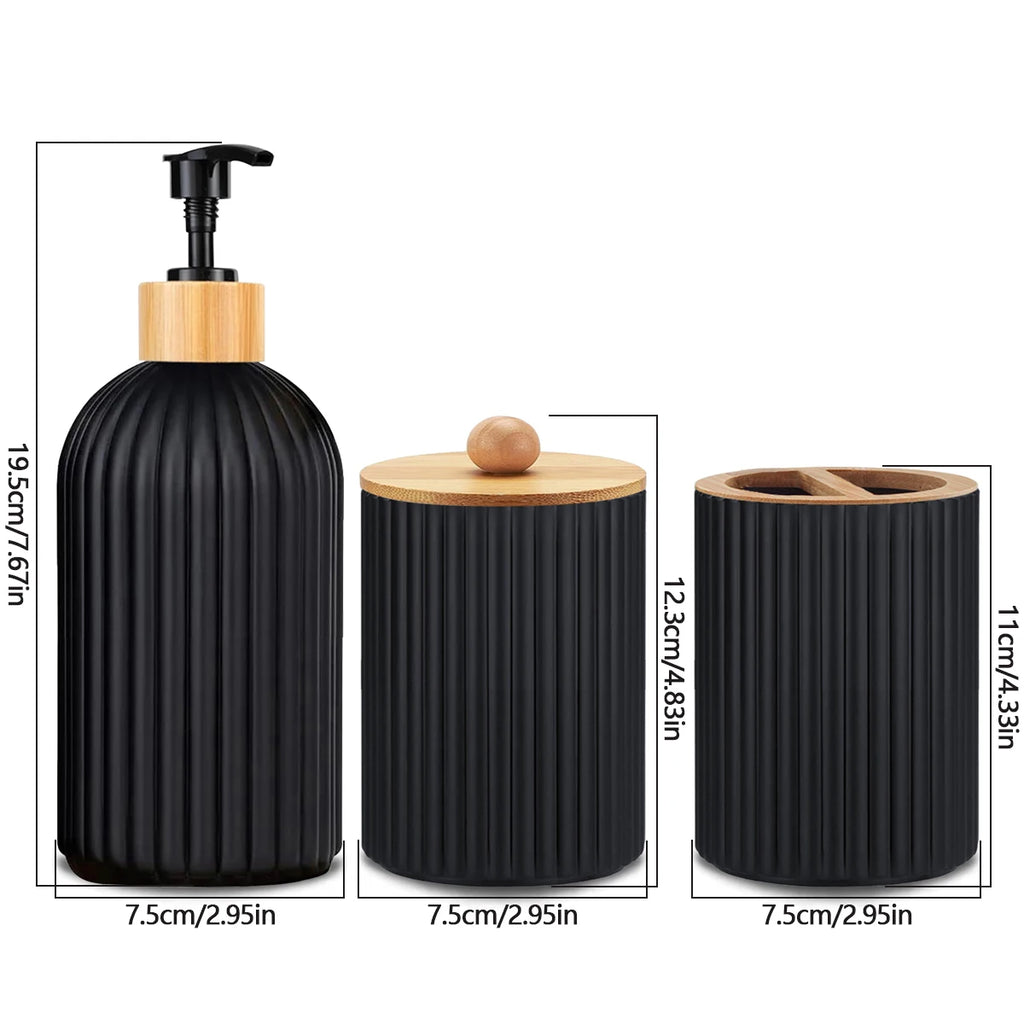 Bathroom Countertop Organizer Set with Soap Dispenser & Toothbrush Holder