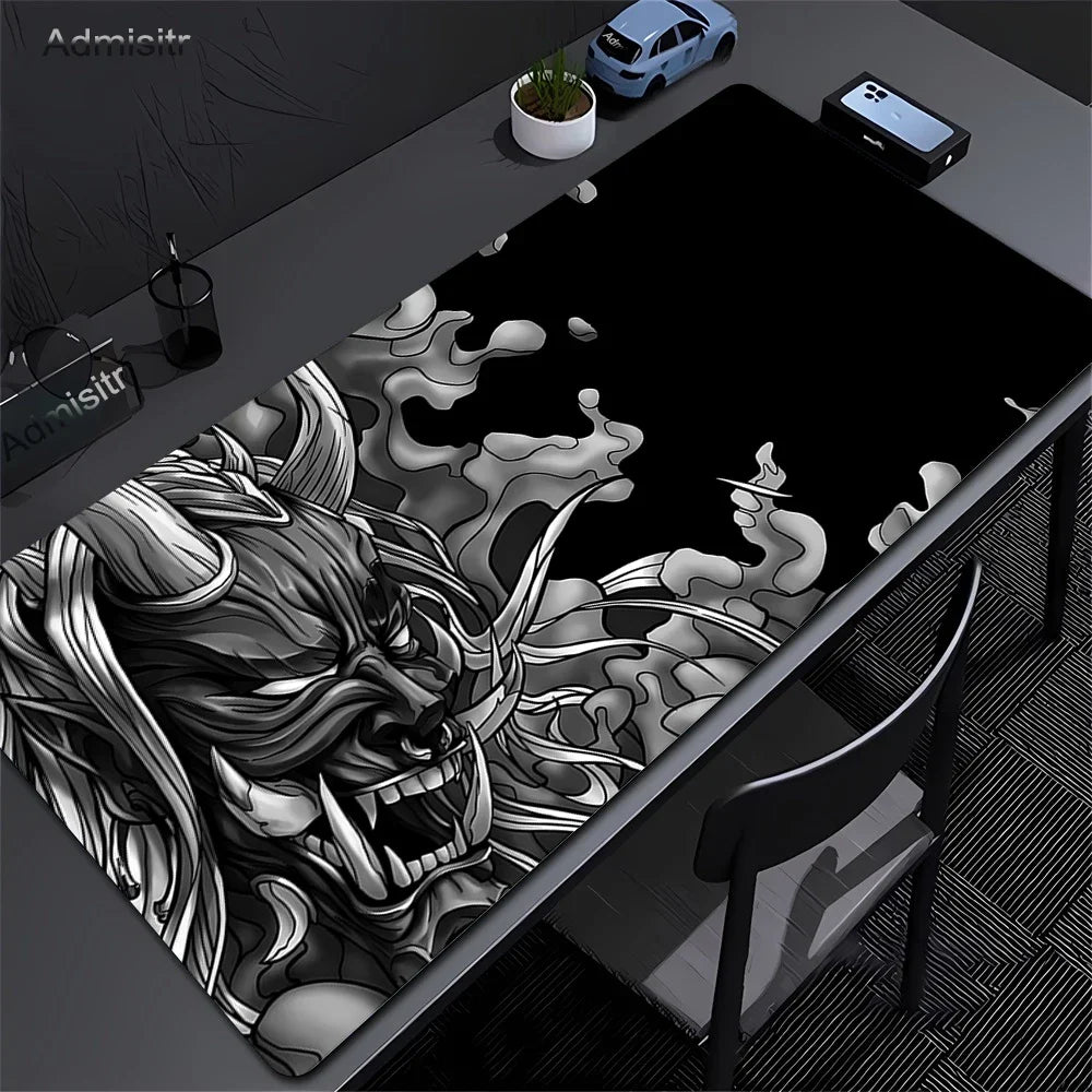 XXL Dragon Anime Gaming Desk Mat | Black & White Non-Slip Mouse Pad