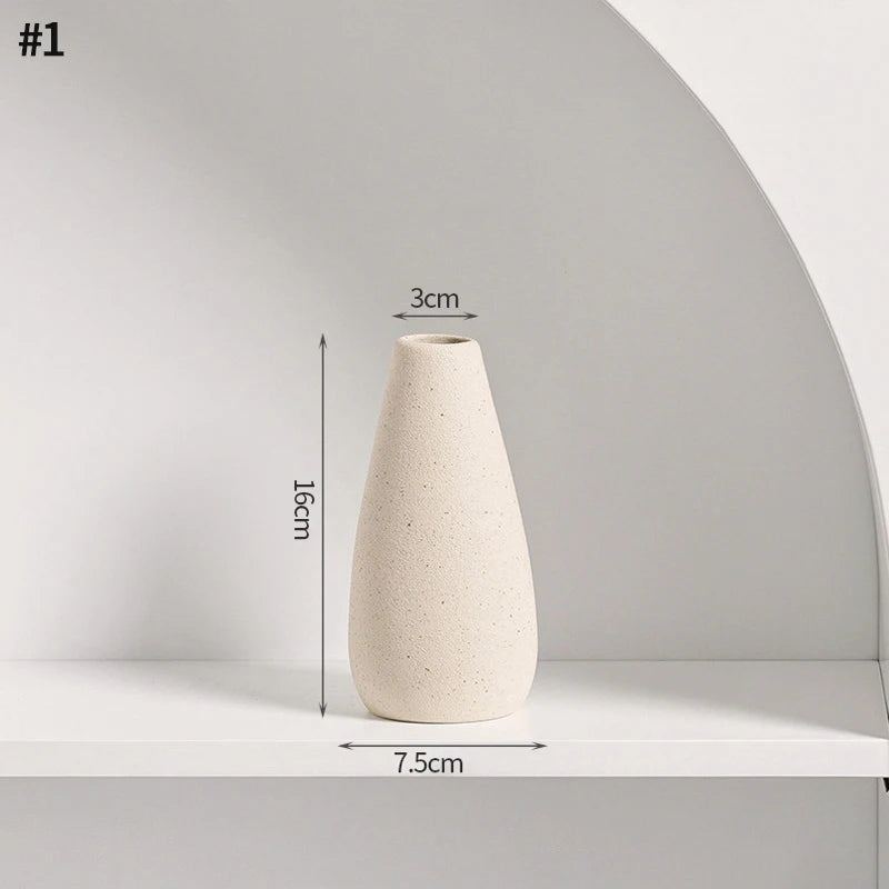 White Nordic Ceramic Vase for Dried Flowers and Home Decor
