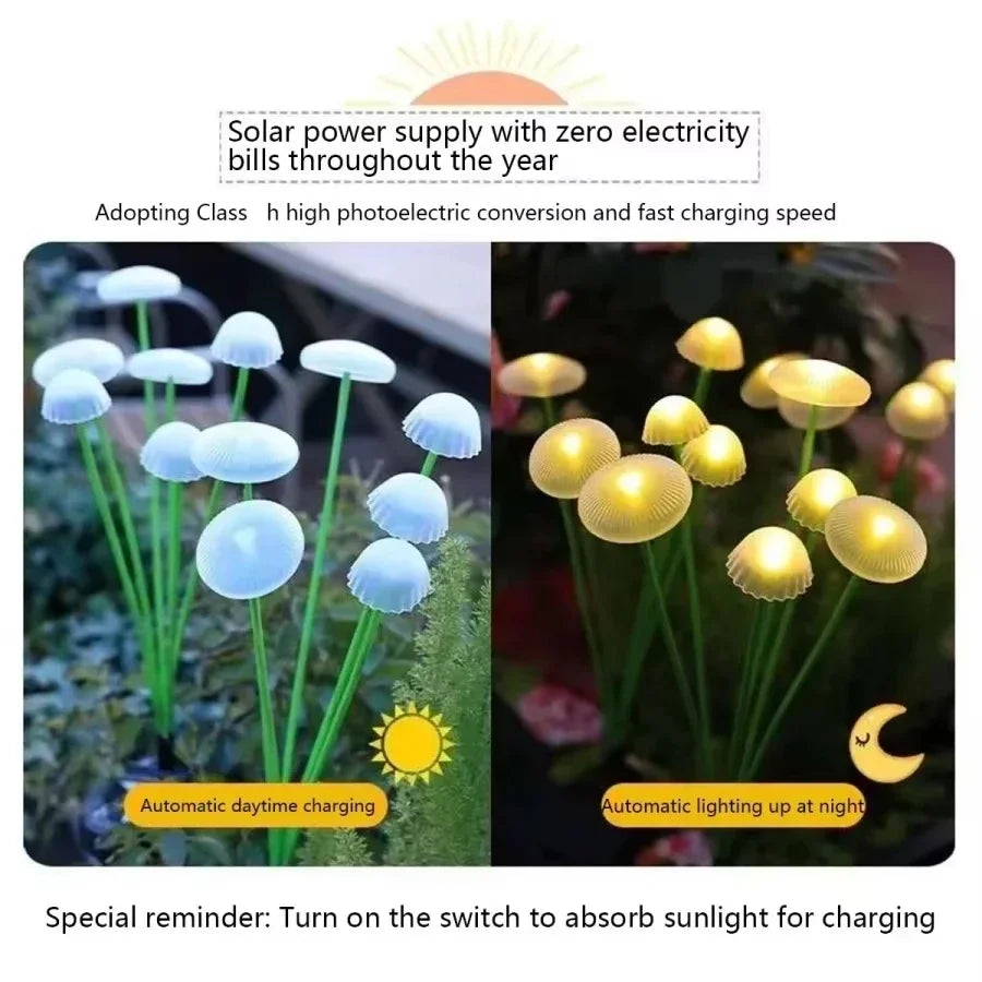Solar Jellyfish Mushroom Lights Outdoor Garden Yard Decor LED Set