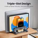 Vertical Laptop Stand for MacBook Air & Pro – Triple Slot Aluminum