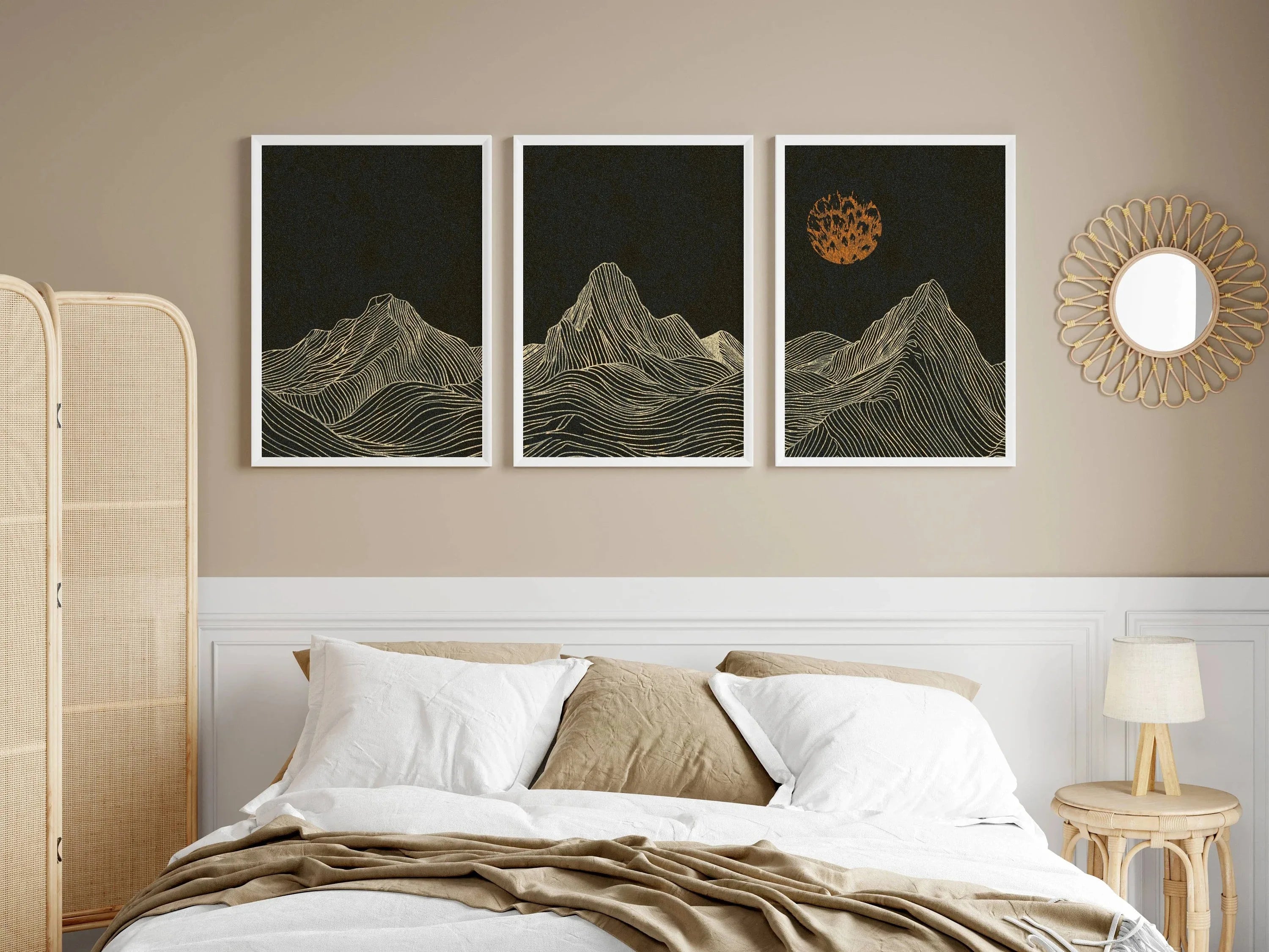 Japanese Alps Sunrise Canvas Wall Art Set of 3 – Abstract Landscape Prints