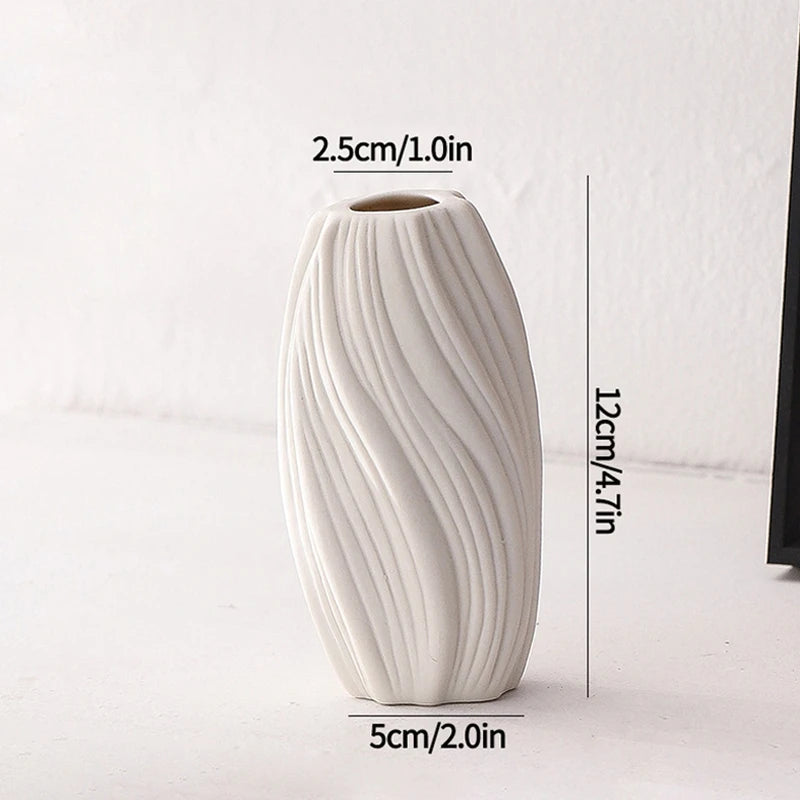 White Ceramic Bud Vase Nordic Minimalist Home Decor