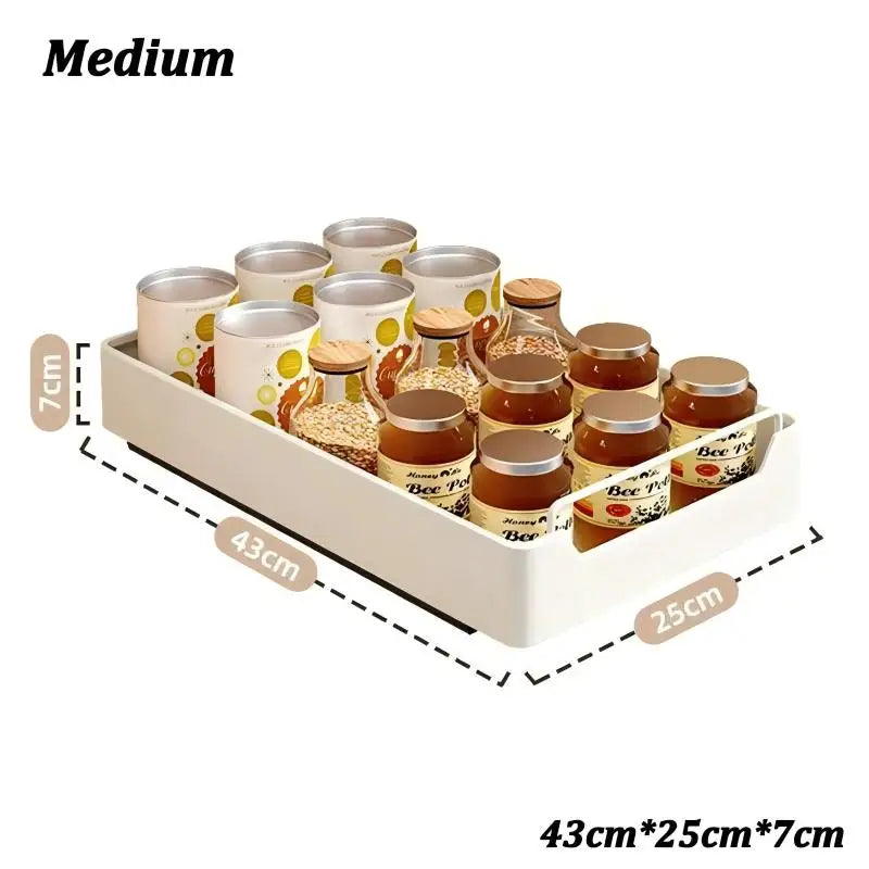 Metal Pull-Out Cabinet Organizer with Slide Rail – No Drill
