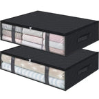 Under Bed Storage Bags Large Non-Woven with Clear Window & Reinforced Handles for Comforters (2 Pack)