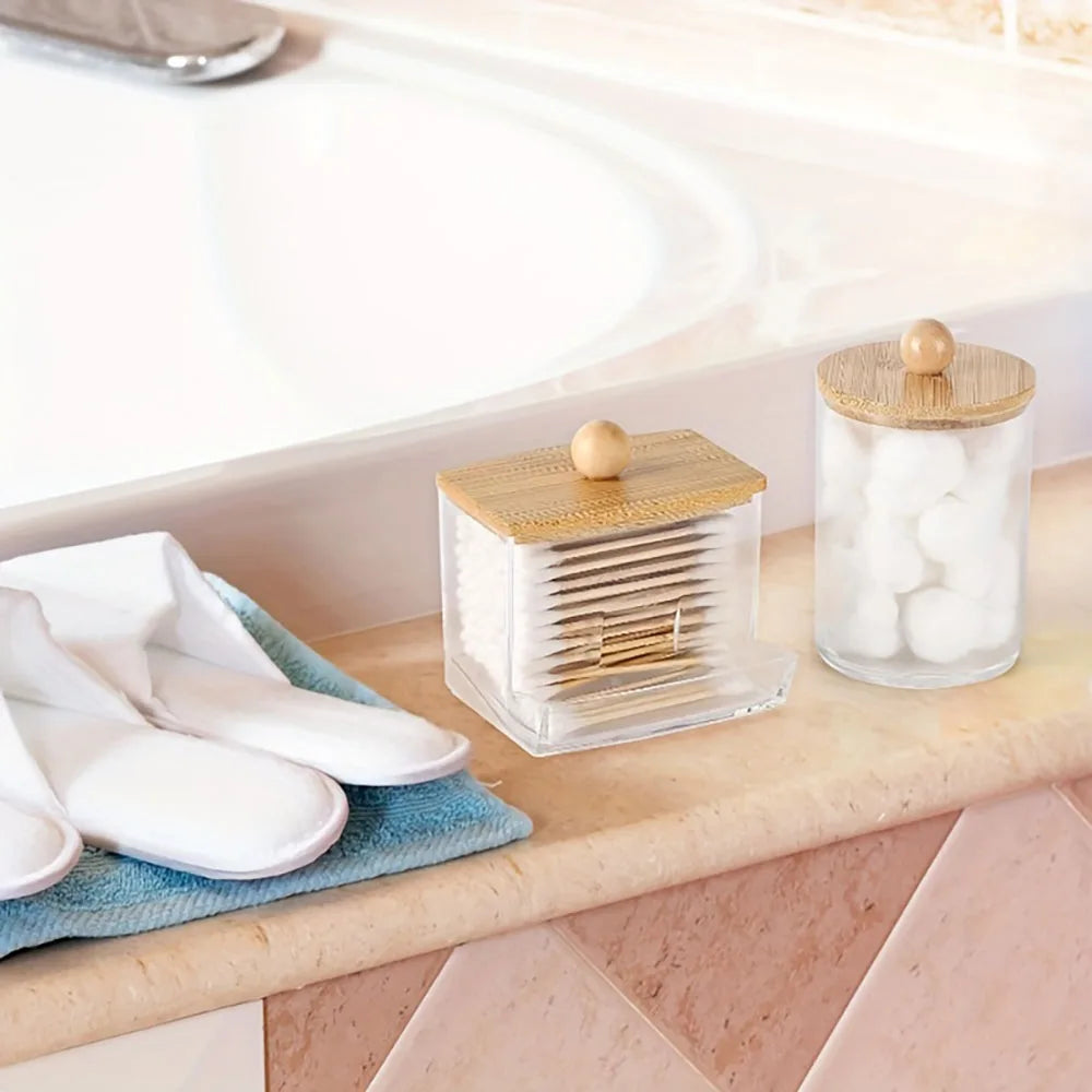 3-Piece Bathroom Organizer Set | Cotton Swab, Cotton Ball & Floss Dispenser