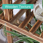 Multi-Layer Wood Plant Stand Rack Rolling Flower Pot Holder with Wheels, 5-Tier Indoor Outdoor